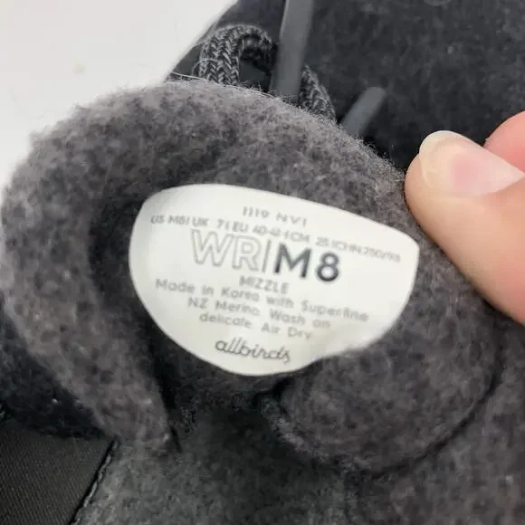 Allbirds Men's Sz 8 Wool Runner Mizzles Running Shoes Black Gray WR M8